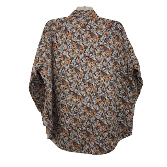 Thomas Dean Multicolored Floral Dress Shirt Mens 2XB Big Flip Cuff Long Sleeve - Picture 2 of 7